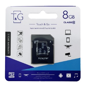 Карта памяти Micro SD 8GB (10) (+adapter) T&G - фото