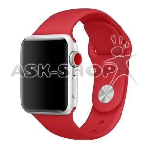 Ремешок для Apple Watch 42/44/45/49mm силиконовый красный L - фото