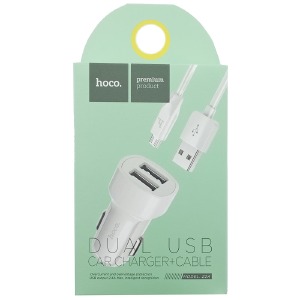 АЗУ microUSB Hoco Z2A 2.4А/2USB белое 1м - фото