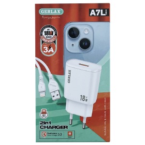 СЗУ iPhone Lightning Gerlax A7L 3A-1USB 18w QC3.0 белое 1м - фото