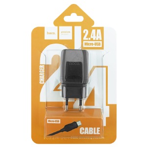 СЗУ microUSB Hoco C22A 2.4A/1USB/блистер черный 1м - фото