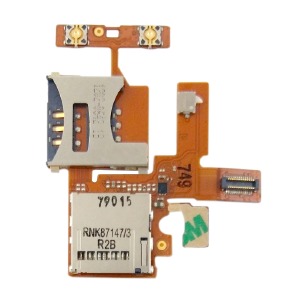 Разъем сим карты Sony Ericsson W380, Z555 на шлейфе с коннектором карты памяти и боковыми кнопками - фото