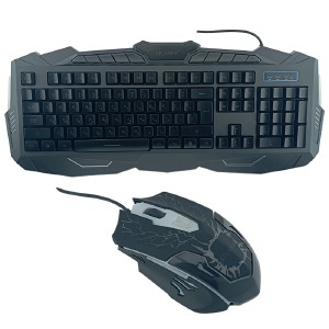 Игровой набор (проводные клавиатура+мышь) V100 RGB (Eng/Ru) черный - фото