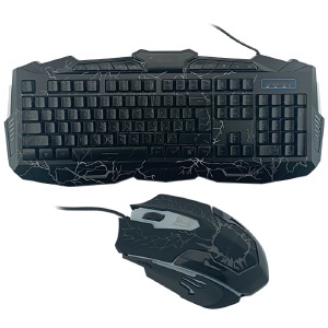 Игровой набор (проводные клавиатура+мышь) V100L RGB (Eng/Ru) черный - фото