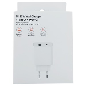 Блочек USB Xiaomi Mi 1USB+PD 33W 3A белый (original) - фото