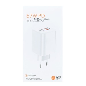 СЗУ Type-C to Type-C Xiaomi Mi 3A/1USB/25W/QC3.0/PD67W/GaN (LOGO) белый - фото