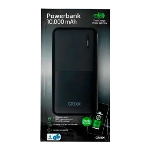 Power bank/Павербанк 10000mA Grixx(ORIG EUROPE) 3.1A/2USB/PD/Fast Charge (input micro/Type-C) черный - фото