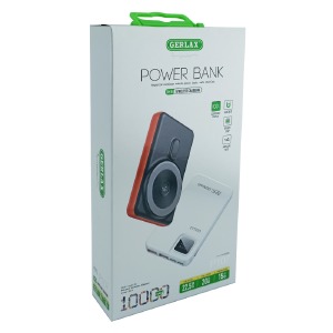 Power bank/Павербанк 10000mA Gerlax P107 MagSafe 2USB/22.5w/PD20W/LEDдисплей/беспроводная зарядка15w (input Type-C) белый - фото