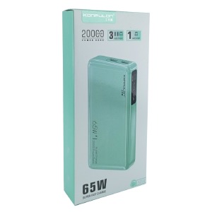 Power bank/Павербанк 20000mA Konfulon A25Q 2USB-22.5w/PD65w(для зарядки ноутбука, если зарядное не больше 65w) (input Type-C 60W) белый - фото