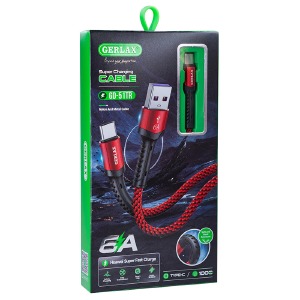 Кабель Type-C Gerlax GD-51TR 6А SUPER FAST CHARGE тканевой красный 1м - фото