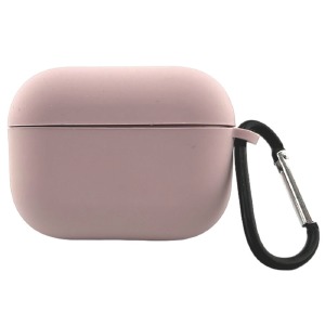 Чехол силикон AirPods Pro/Pro2 microfiber (07) Sand pink с карабином  - фото