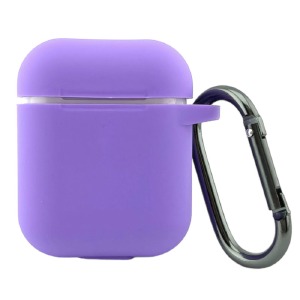Чехол силикон AirPods 1/2 с карабином фиолетовый (Violet) - фото