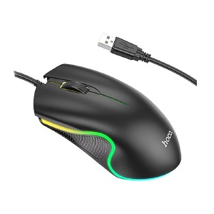 Компьютерная мышка проводная USB Hoco GM19 черная с подсветкой (11) - фото