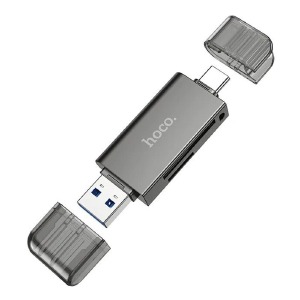 Card-reader Универсальный All in one Hoco HB39 3.0 SD/TF/USB/PD/QC3.0 серый - фото