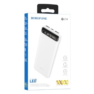 Power bank/Павербанк 10000mA Borofone BJ14 2A/2USB/LED дисплей (input micro/Type-C) белый - фото