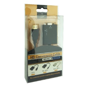 HDMI-VGA+Audio конвертер Plastic packing черный  - фото