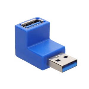 Переходник угловой USB-USB 3.0 (мама-папа) синий - фото