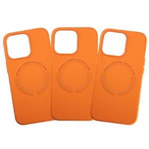 Накладка MagSafe LEATHER iPhone 11 Orange - фото