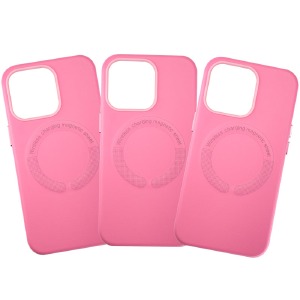 Накладка MagSafe LEATHER iPhone 15 Pro Max Pink - фото