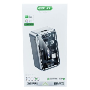 Power bank/Павербанк 10000mA Gerlax P106P 3A/2USB/PD20W (input Type-C) прозрачный черный - фото