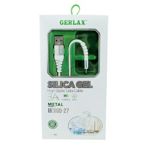 Кабель microUSB Gerlax GD-27 3А силиконовый белый 1м  - фото