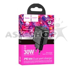 Блочек USB Hoco CS23A PD30W+USB QC3.0 черный (32) - фото