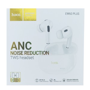 Bluetooth Air Pods Hoco EW60 plus белые ANC (BT5.3, 30mAh+300mAh) (20) - фото