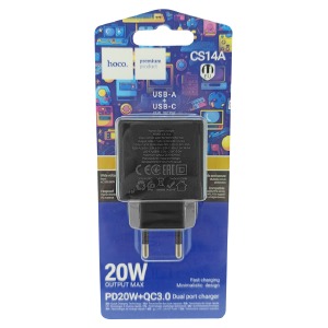 Блочек USB Hoco CS14A 20WPD+ USB QC3.0 черный (28) - фото