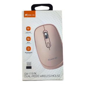 Компьютерная мышка беспроводная Xtrike GW-119 PK 4 кнопки/BT5.2/USB 2.4GHz/800-1600DPI розовая - фото