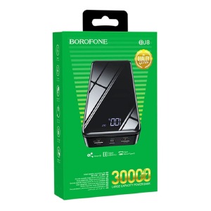 Power bank/Павербанк 30000mA Borofone BJ8 2A/2USB/LED дисплей (input micro+Type-C) черный(21) - фото