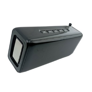 Колонка Gerlax GS-31, 10W, BT/USB/FM/AUX/microSD LED, 1200mAh 6x8x17cm TWS время+температура черная  - фото