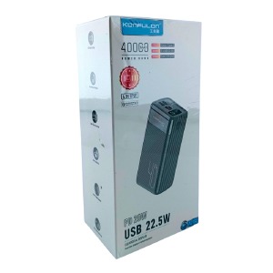 Power bank/Павербанк 40000mA Konfulon A21SQ 3USB/22.5W/PD20W/LED дисплей черный  - фото