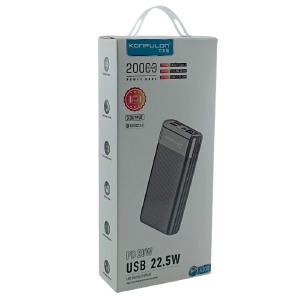 Power bank/Павербанк 20000mA Konfulon A30Q 2USB-22.5w+PD20w черный - фото