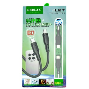 Кабель Type-C to Type-C Gerlax L2T 3А/60W силиконовый белый 1м - фото