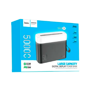 Power bank/Павербанк 50000mA Hoco J94A 2USB/QC3.0/22.5W/PD20W/LED дисплей/фонарик (input micro/Type-C 18W) черный (11) - фото