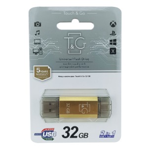 USB 32GB 2.0 T&G 009 Star USB+Type-C золотая - фото