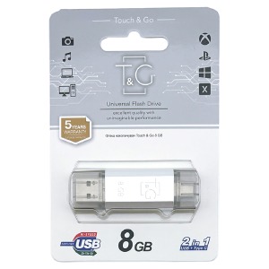 USB 8GB 2.0 T&G 009 Star USB+Type-C серебрянная - фото