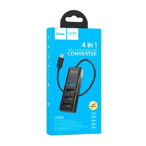 HUB Type-C Hoco HB25 4в1 (USB3.0+USB2.0х3) черный - фото