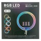 Кольцевая LED-селфи лампа RGB 3D-45см 3 держателя для телефона/без подставки/пульт/2USB/от сети - фото 1