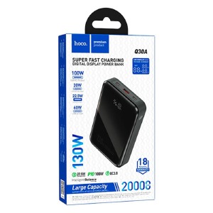 Power bank/Павербанк 20000mA Hoco Q30A 130W 1USB/QC3.0/22.5W/1PD 100W/2PD 30W (input Type-C 60W) черный - фото