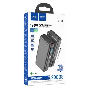 Power bank/Павербанк 20000mA Hoco Q17B 130W 1USB/QC3.0/30W/1PD 100W/2PD 60W (input Type-C 65W/Type-C 60W) черный - фото