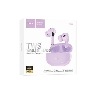 Bluetooth Air Pods Hoco EW60 фиолетовые TWS (BT5.3/30mAh+300mAh) - фото