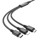 Кабель 3в1 USB to (microUSB+Lightning+Type-C) Hoco X76 2A тканевой черный 1м - фото 1