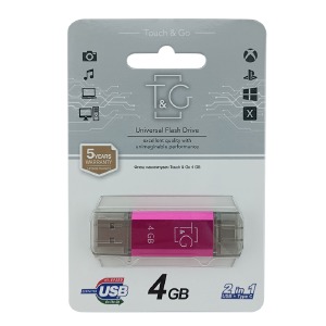 USB 4GB 2.0 T&G 009 Star USB+Type-C фуксия - фото