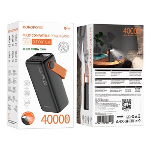 Power bank/Павербанк 40000mA Borofone BJ66 2USB/QC3.0/22.5W/PD20W/LED дисплей/фонарик (input Type-C 18W) черный - фото