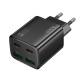 Блочек USB Hoco N56 GaN 2USB/2PD30W/3A/QC3.0 черный - фото 1