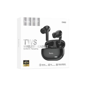 Bluetooth Air Pods Hoco EW60 черные TWS (BT5.3/30mAh+300mAh) - фото