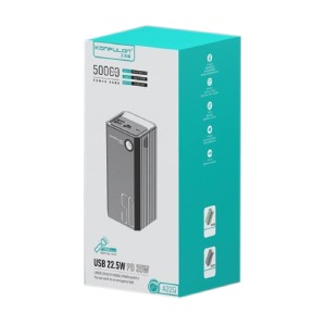 Power bank/Павербанк 50000mA Konfulon A22Q 3USB22.5w+PD20w/фонарик (input micro/Type-C) черный - фото