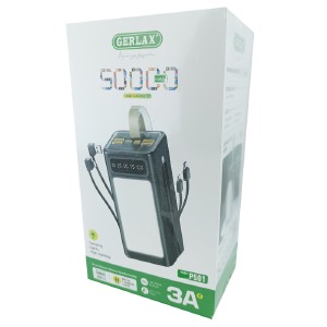 Power bank/Павербанк 50000mA Gerlax P501 с фонариком, кабель micro+Light+type-C, 4USB-3A+PD - фото