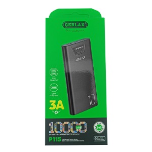 Power bank/Павербанк 10000mA Gerlax P115 3A/2USB (input Type-C) черный - фото